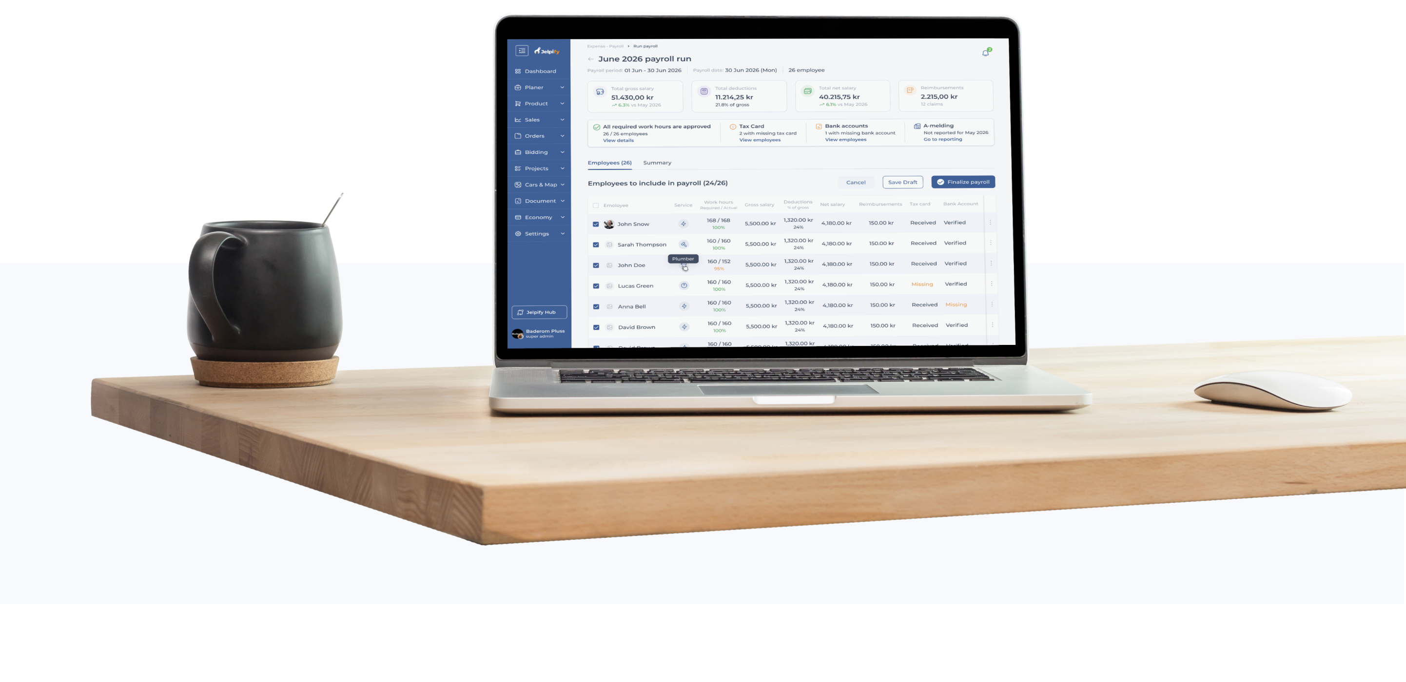 Jelpify reporting dashboard on a laptop