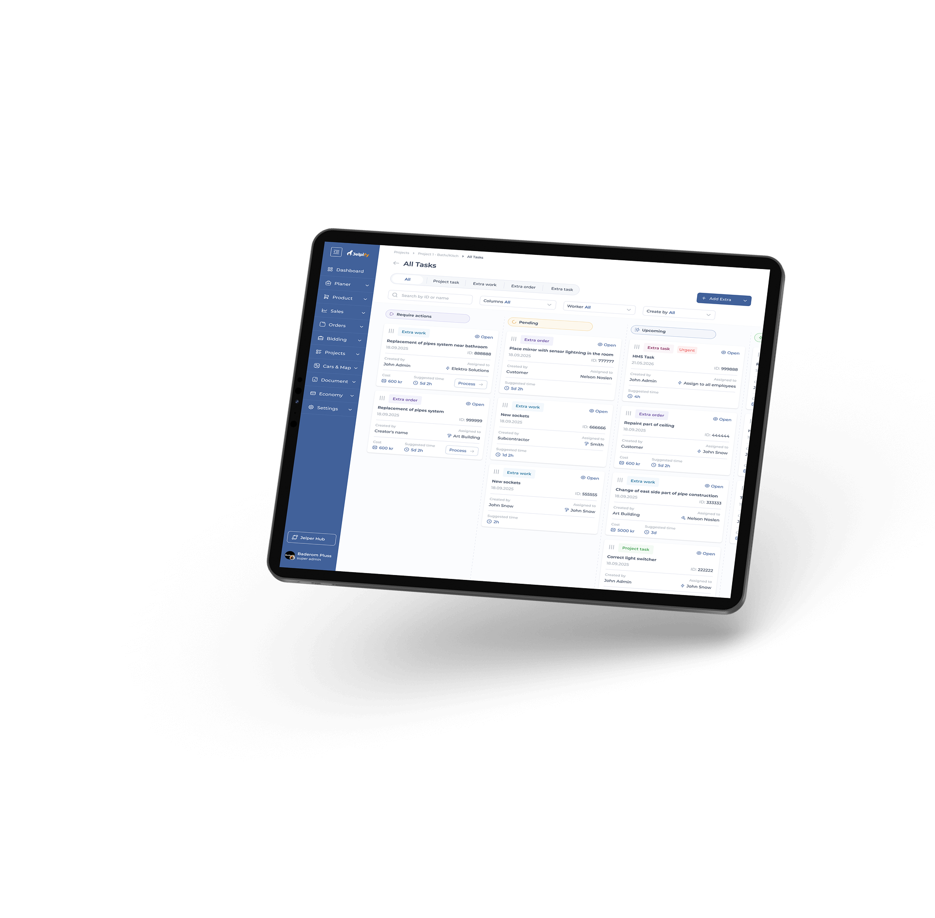 Jelpify Dashboard Tablet